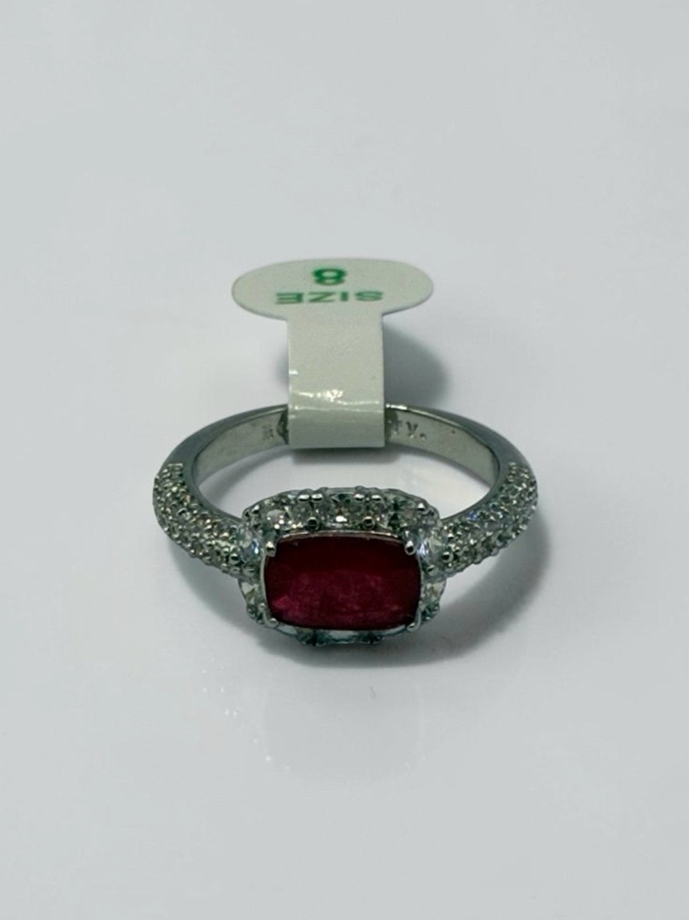 Bomb Party Ruby Red Crystal Halo Pavé Band Statement Ring Size 8